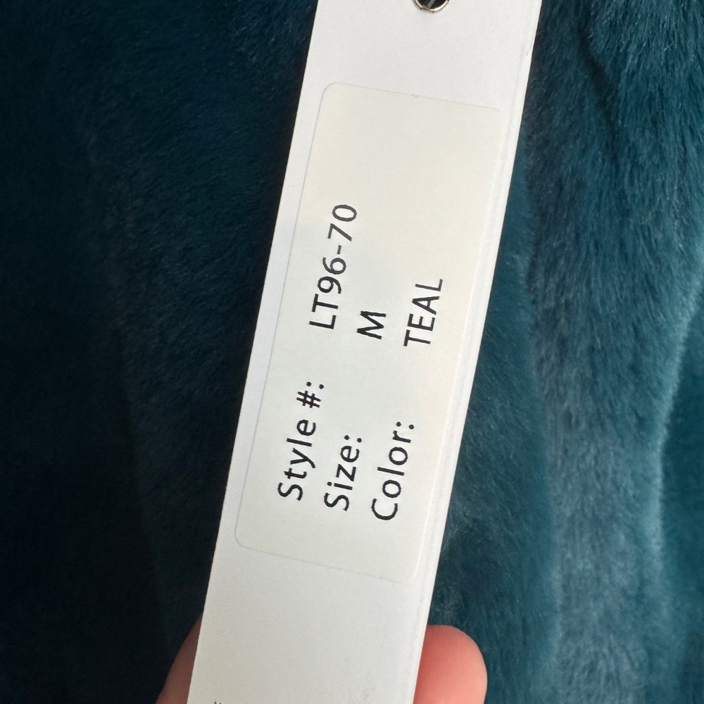 Faux Fur Teal Coat Size Medium - Picture 3 of 3